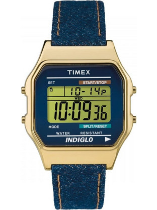 Timex Ψηφιακό Ανδρικό Ρολόι Χρονογράφος με Μπλε Δερμάτινο Λουράκι TW2P77000
