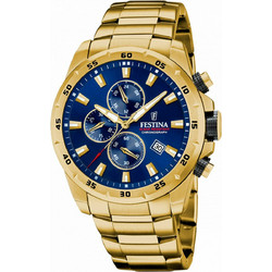 Festina Ανδρικό Ρολόι Χρονογράφος με Χρυσό Μεταλλικό Μπρασελέ F20541/2