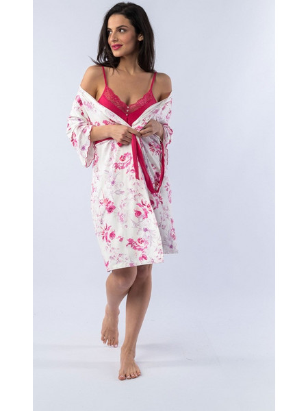 Σετ Ρόμπα - Νυχτικό Pink Lace Floral 12850