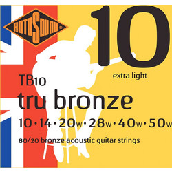 Rotosound TB10 Σετ 6 Χορδές Ακουστικής Κιθάρας 80/20 Bronze 10-50" Extra Light Tension