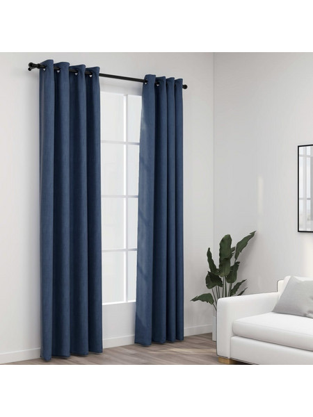 vidaXL Σετ Κουρτίνες Συσκότισης με Τρουκς 140x225 2τμχ Μπλε 321177