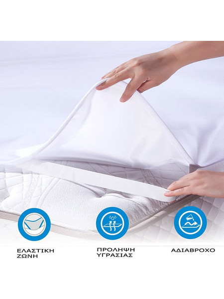 Αδιάβροχο Επίστρωμα Υπέρδιπλο 160X200 Dimcol Με Λάστιχο White (160x200)