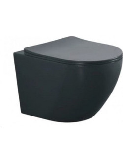 Λεκάνη Κρεμαστή Tema Alpha Rim-Off Black Matt με Κάλυμμα Slim Duroplast Αντιβακτηριακό Soft Closing ALP325N
