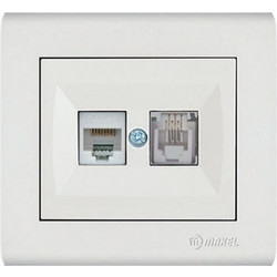 Makel Manolya Πρίζα Τηλεφώνου RJ11 & Δικτύου Data RJ45 Cat5 Λευκή (41001037)