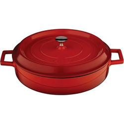 Lava Red Μαντεμένια Κατσαρόλα Πλακερό Εμαγιέ Επίστρωση 32cm
