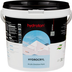 Hydroton Hydrocryl Ακρυλικό Χρώμα Εσωτερικού Χώρου Λευκό 3lt