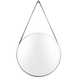 Καθρέπτης Τοίχου Balanced PT3281SI D.47cm Silver Present Time Μέταλλο, Δέρμα