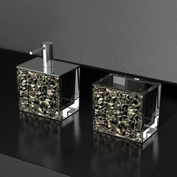 Glass Design COLORI LUX Μοντέρνα Αξεσουάρ Μπάνιου Σετ 2τμχ σε 5 Χρώματα Platinum
