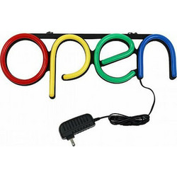 Πινακίδα Open Στατική Πινακίδα LED Μονής Όψης 40x15cm Κίτρινο / Κόκκινο / Μπλε / Πράσινο