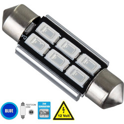 Globostar C5W LED 6 SMD Μπλε 12V 4W 39mm 1τμχ