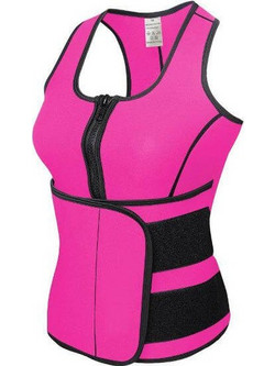Hot Shapers Γυναικείο Γιλέκο Αδυνατίσματος με Ζώνη Εφίδρωσης Ροζ BY001