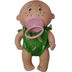 Κουκλάκι μωράκι Mini Gorditos 12εκ με πράσινο ένδυμα και ροζ πιπίλα (170)