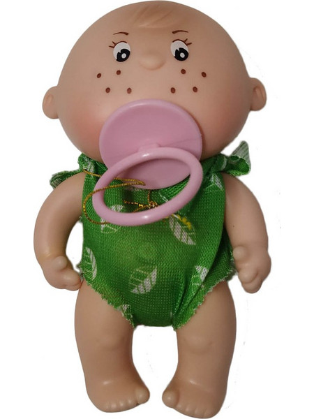 Κουκλάκι μωράκι Mini Gorditos 12εκ με πράσινο ένδυμα και ροζ πιπίλα (170)