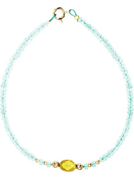 Βραχιόλι με Κ14 χρυσά στοιχεία, aqua και citrine - F124143C