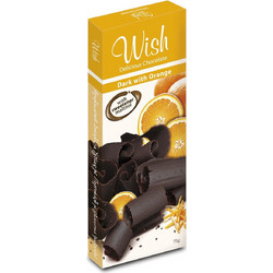 Wish Delicious Dark Chocolate with Orange Αυθεντική Σοκολάτα Υγείας Πορτοκάλι Χωρίς Προσθήκη Ζάχαρης 75g