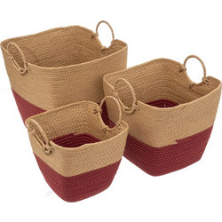 Σετ Ψάθινα Καλάθια Αποθήκευσης 37 x 32.5 x 36 cm 3 τμχ 5Five Simply Smart 174746C