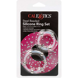 CalExotics Steel Beaded Silicone Ring Σετ Ελαστικά Δαχτυλίδια Πέους Σιλικόνης Διαφανή 2τμχ