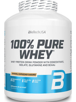 Biotech USA 100% Pure Whey Caramel Cappuccino Πρωτεΐνη Ορού Γάλακτος Γράμμωσης Χωρίς Γλουτένη 2.27kg