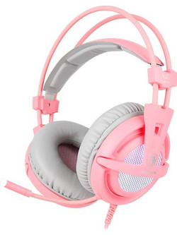 Sades A6 Gaming Headset Over Ear Pink White