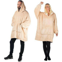 HomeVero Comfort Κουβέρτα με μανίκια -Blanket Βελούδινη Oversized Μπλούζα - HV-CB-B Μπέζ