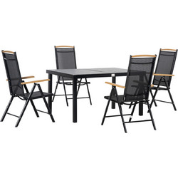 Outsunny Σετ Τραπεζαρία Κήπου Αλουμίνιο Μαύρο 84B-927V01