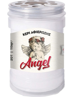 Κερί αφιέρωσης Angel 20Τ 2 ημερών 6x9cm λευκό
