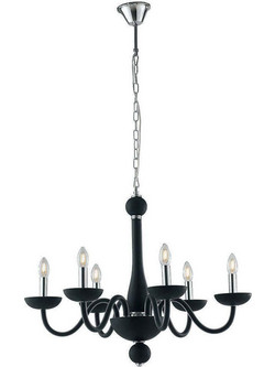 Luce Alfiere Πολυέλαιος 6xE14 74cm με Κεράκια Μαύρος I-ALFIERE/6 NERO 8031414863778