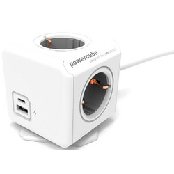 Allocacoc PowerCube Extended USB A + C - Πολύπριζο με 4 Υποδοχές 3680W & Καλώδιο 150cm - 1 x USB-A / 1 x Type-C - 2.4A - Trolley Grey - 2 Έτη Εγγύηση (10435/DEEUAC)