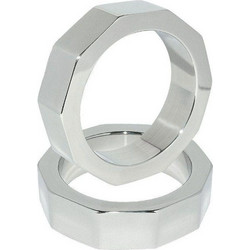 Metal Hard Cock Ring Nut 55mm Σετ Δαχτυλίδια Πέους Μεταλλικό 5.5cm Ασημί 2τμχ