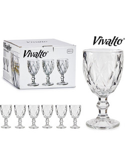 Vivalto Γυάλινο ψηλό ποτήρι νερού Diamond 254ml