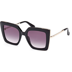 Max Mara MM0051 01B Γυναικεία Γυαλιά Ηλίου Τετράγωνα Κοκάλινα Μεταλλικά Μαύρα με Μαύρο Polarized Φακό