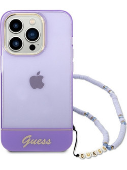 Guess Translucent Pearl Strap Back Cover Purple / Purple (iPhone 14 Pro Max)