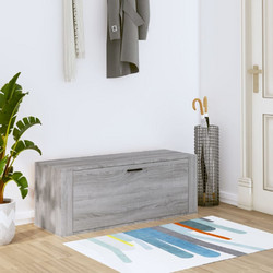vidaXL Παπουτσοθήκη Σκαμπό Ξύλινη Γκρι Μ100xΠ35xΥ38cm 821026