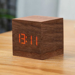 GINGKO CUBE PLUS CLOCK, NATURAL WALNUT (G028WT)