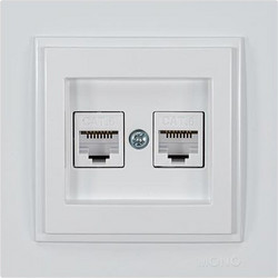 Πρίζα δικτύου υπολογιστή DATA CAT 6 RJ45 διπλή χωνευτή λευκό χρώμα πολυτελείας σειρά Mono