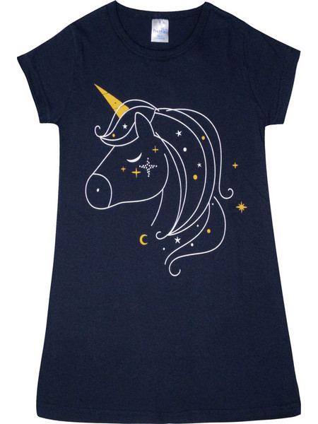 Pretty Baby Unicorn Παιδικό Νυχτικό Βαμβακερό Καλοκαιρινό Navy Μπλε 63145