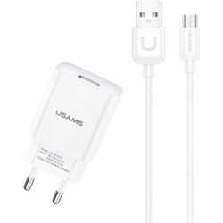 Usams T21OCMC01 Φορτιστής με Καλώδιο Micro USB με Θύρα USB-A 10W White