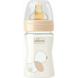 Chicco Original Touch Γυάλινο Μπιμπερό με Θηλή Καουτσούκ κατά των Κολικών 0m+ 150ml