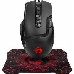 Marvo M355 & Mousepad Ενσύρματο Gaming Ποντίκι RGB 6400 DPI Black