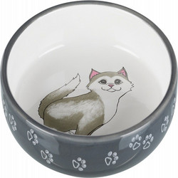 TRIXIE Κεραμικό Μπολ Trixie, Διαμέτρου: 15 cm / 0.3lt - Γκρι/Άσπρο