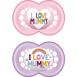 Mam I Love Mummy Ανατομικές Ορθοδοντικές Πιπίλες Σιλικόνης 16m+ Ροζ Μωβ 2τμχ