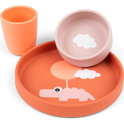 Done by Deer Σετ Φαγητού Σιλικόνης Happy Clouds Papaya 3τμχ