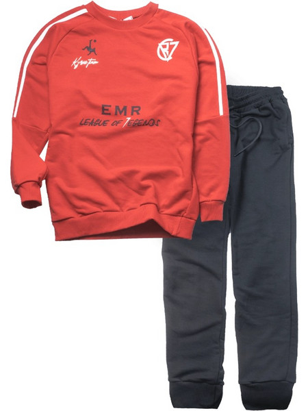 Emery Kids Παιδικό Σετ Φόρμας Μαύρο Κόκκινο 22-507