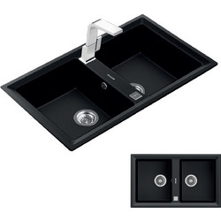 Teka Stone 90 C-TG 2E Ένθετος Νεροχύτης Γρανίτη Black Carbon 86x51cm
