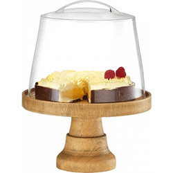Cake Stand από ξύλο σημύδας Φ25cm 12cm ύψος σε χρώμα φυσικό χωρίς καπάκι