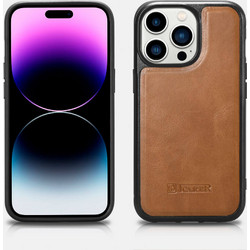iCarer Oil Wax Leather MagSafe Back Cover Brown (iPhone 14 Pro)