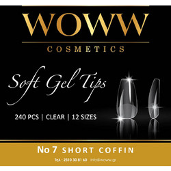 Woww Cosmetics Soft Gel 7 Short Coffin Tips Νυχιών 240τμχ