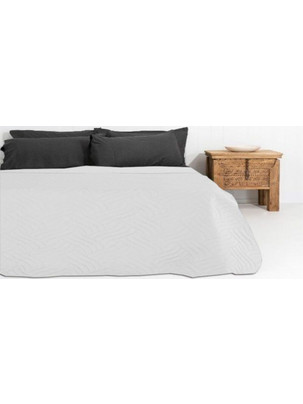Κουβερλί Γίγας Microfiber Διπλής Όψης Γαρύφαλλο 240x260 - Λευκό