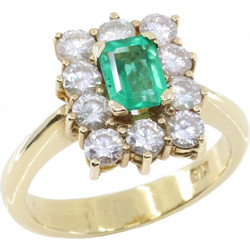 Δαχτυλίδι ροζέτα με σμαράγδι 0,65 ct και brilliant cut διαμάντια 1,15 ct σε κίτρινο χρυσό 18 Κ (με πιστοποίηση IGL cert) 2878