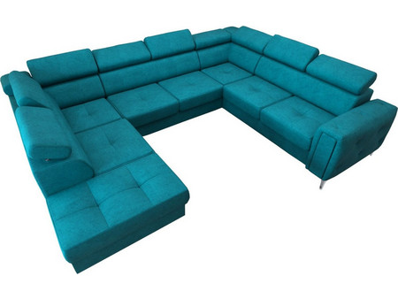 PoliHome Almeria Max Καναπές Κρεβάτι σε Σχήμα Π Πετρόλ 350x225x78/99cm 162591559